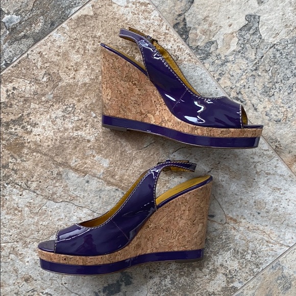 Boden slingback wedges deep purple w box and bag! - Picture 2 of 3